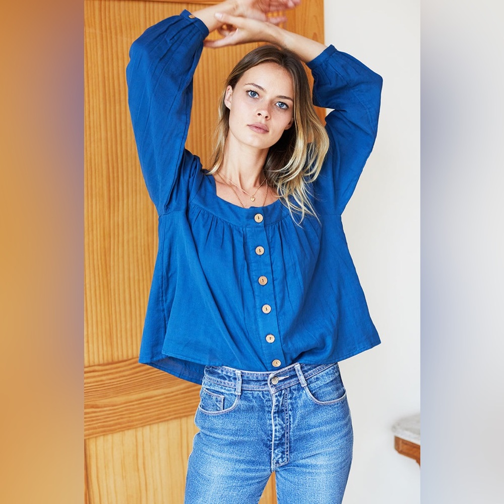 Emerson Fry LAURENT BLOUSE - LAPIS ORGANIC Size L